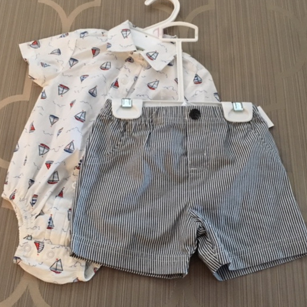 💲⬇️ Cute Little Me Sail Boat Shirt/Short Set, 9M
